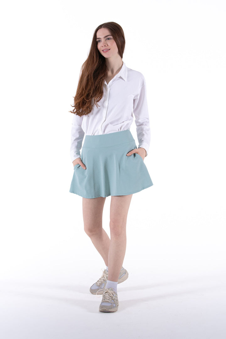 Foray Golf White Seersucker Long Sleeve Polo
