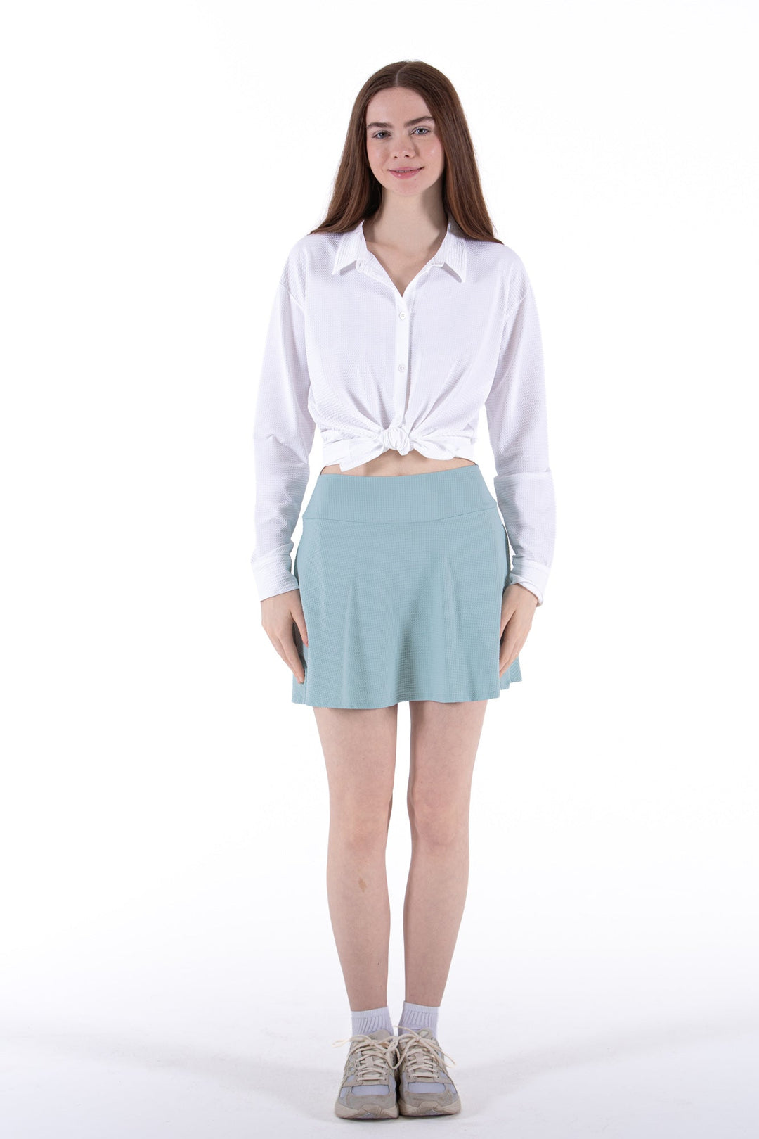 Foray Golf White Seersucker Long Sleeve Polo