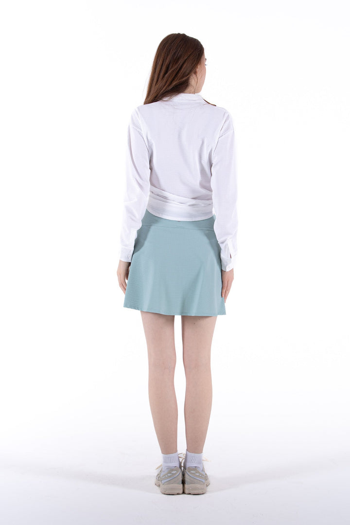 Foray Golf White Seersucker Long Sleeve Polo