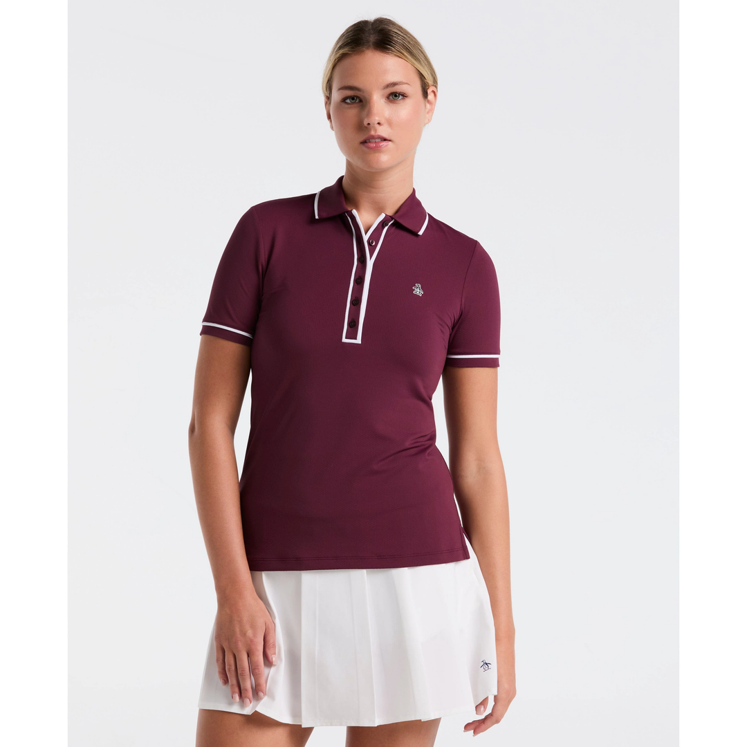 Mauve Wine Original Penguin Veronica Short Sleeve Pique Polo [SF26]