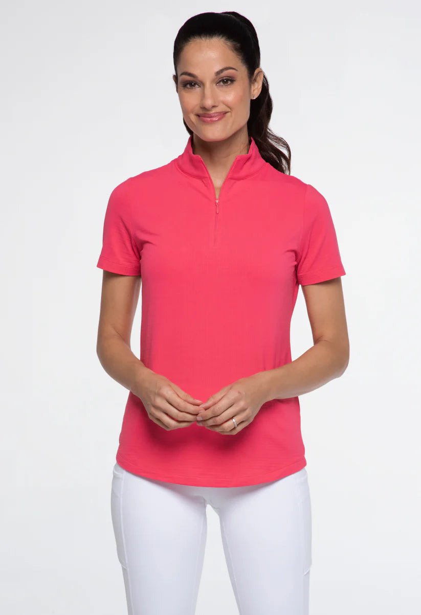 IBKUL Solid Short Sleeve Mock