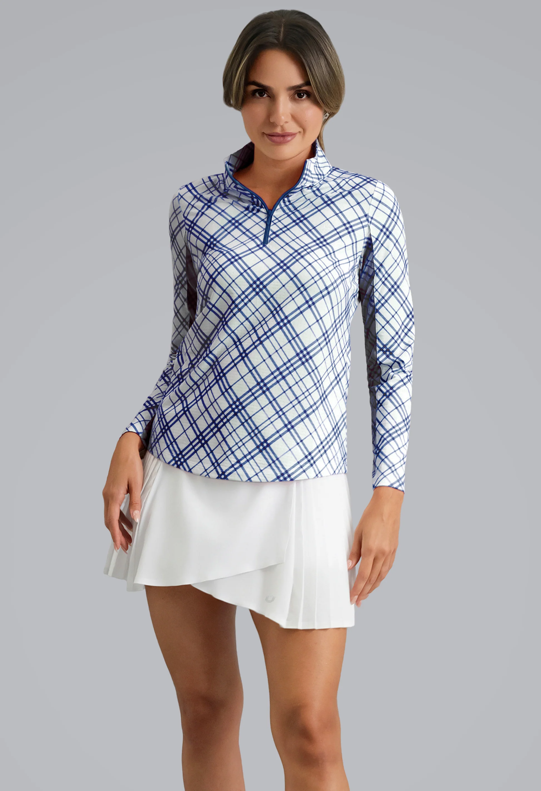 IBKUL Tony Plaid Long Sleeve Mock