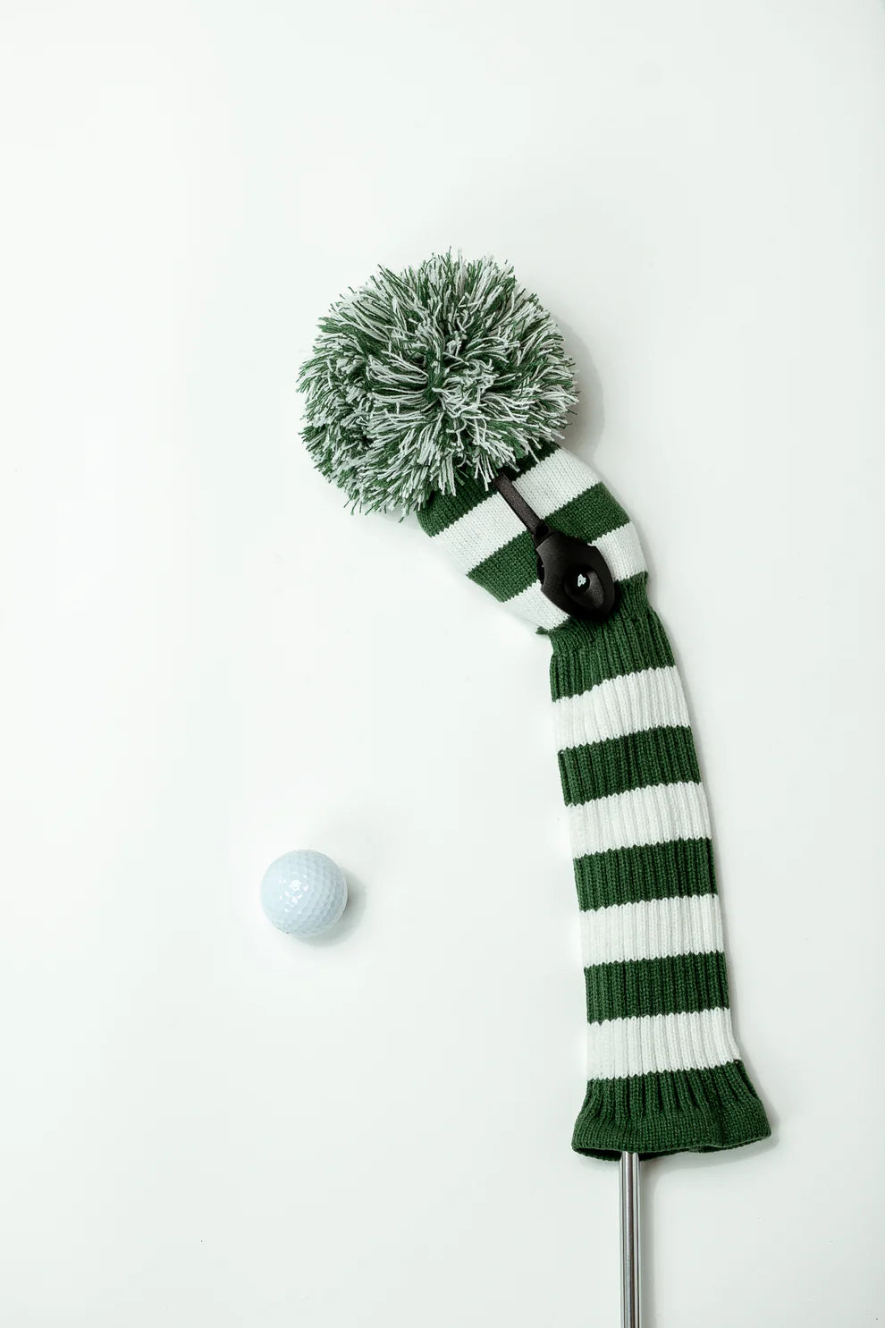 Just4Golf Green/White Knit Headcovers With Pom