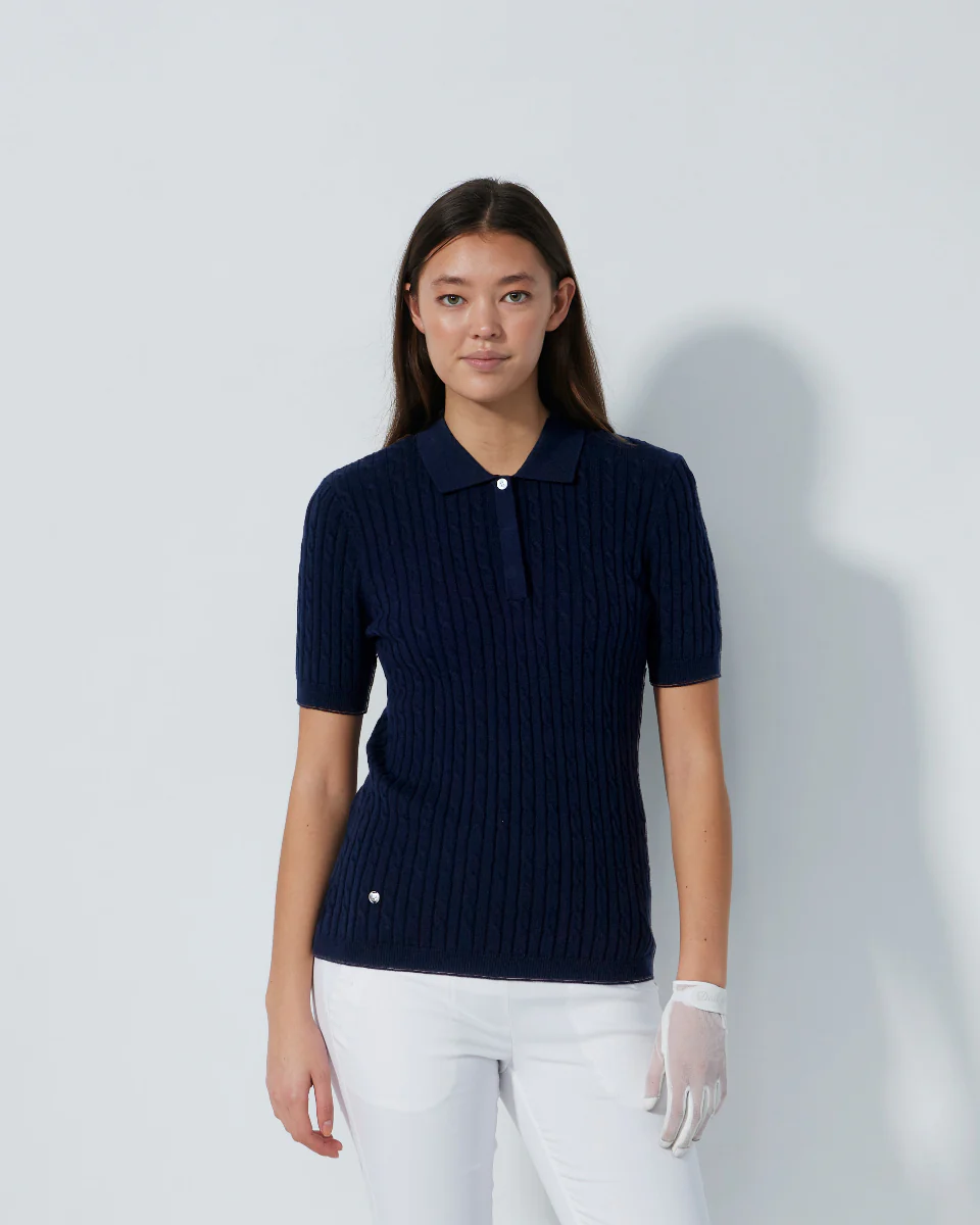 Daily Sports Madelene Cable Knit Short Sleeve Polo [PS26]