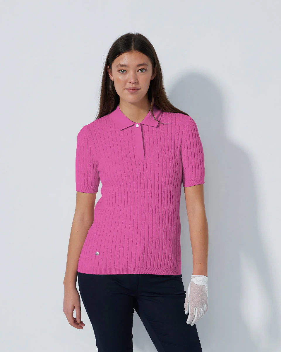 Daily Sports Madelene Cable Knit Short Sleeve Polo [PS26]