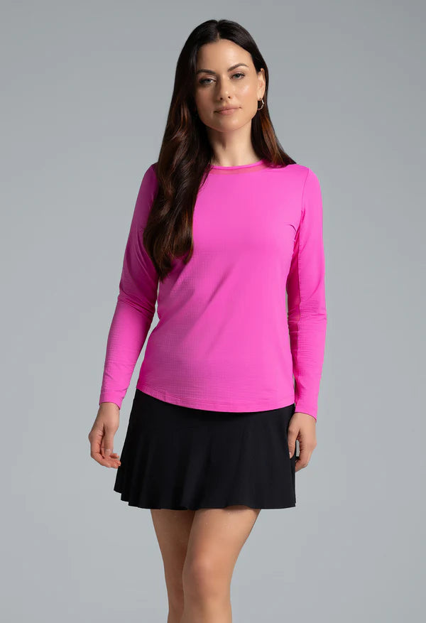 IBKUL Solid Long Sleeve Mesh Crewneck [2026]