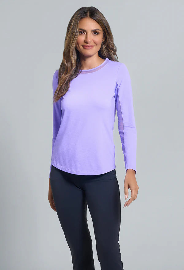 IBKUL Solid Long Sleeve Mesh Crewneck [2026]