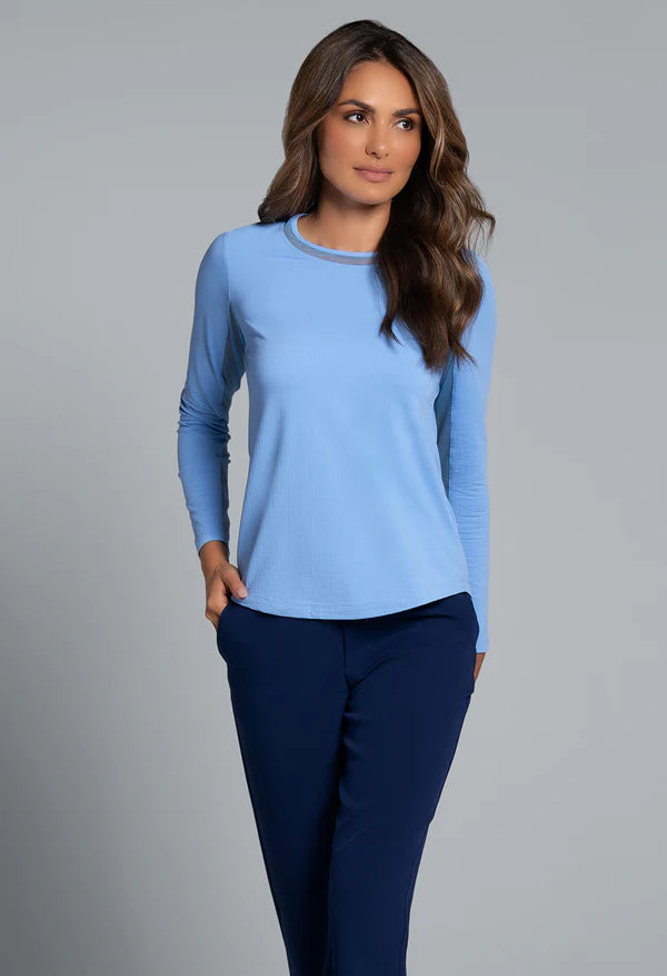 IBKUL Solid Long Sleeve Mesh Crewneck [2026]