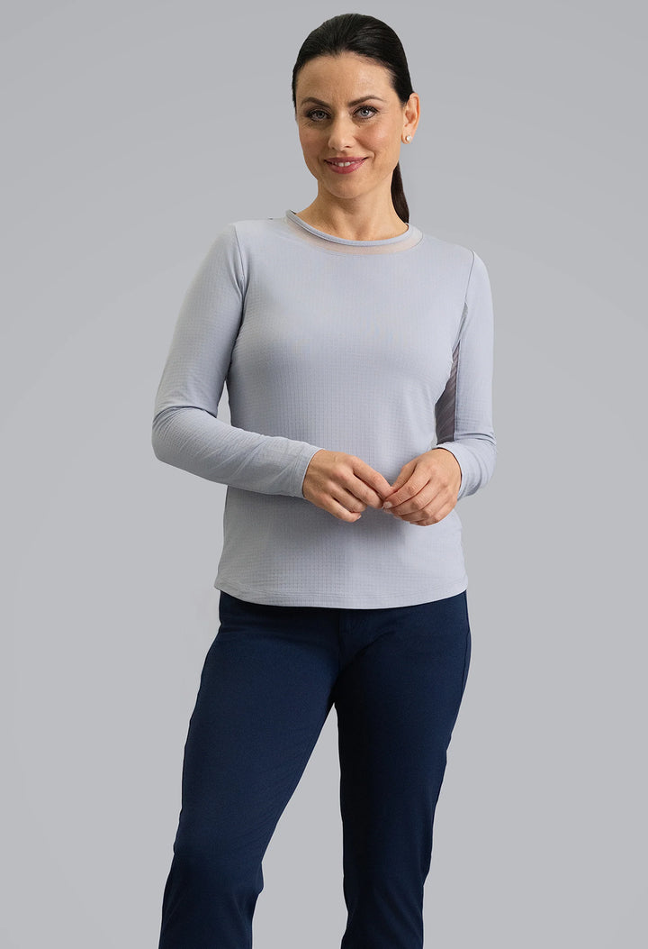 IBKUL Solid Long Sleeve Mesh Crewneck [2026]