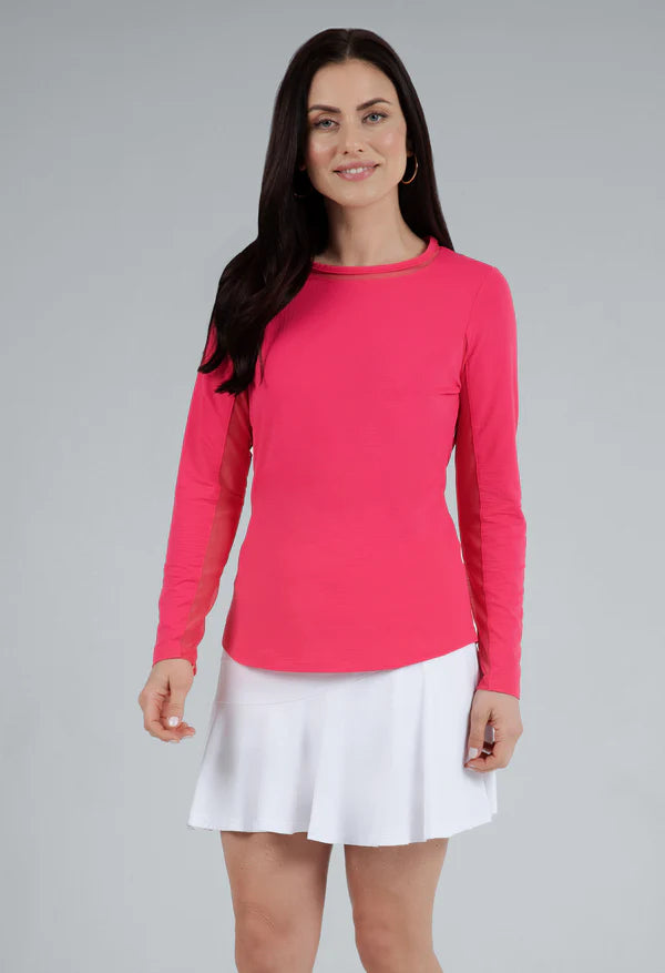 IBKUL Solid Long Sleeve Mesh Crewneck [2026]