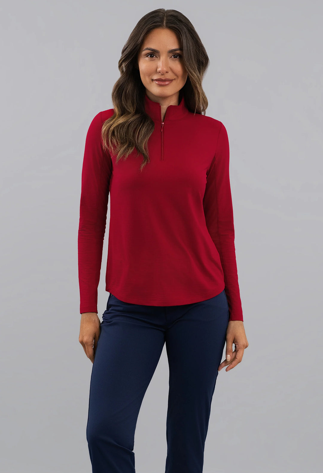 IBKUL Solid Long Sleeve Zip Mock [2026]