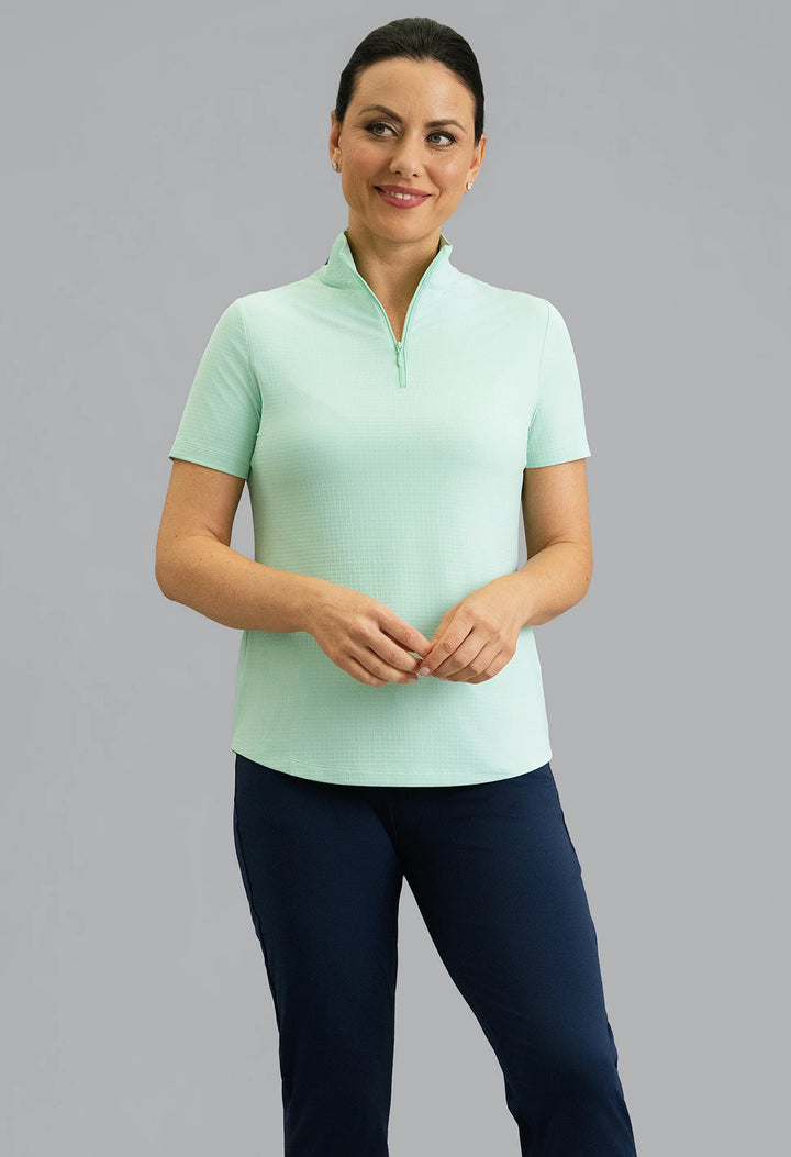 IBKUL Solid Short Sleeve Mock