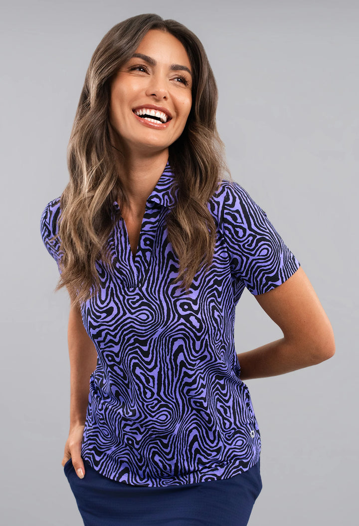 IBKUL Short Sleeve V-Neck Print Polos [SF26]