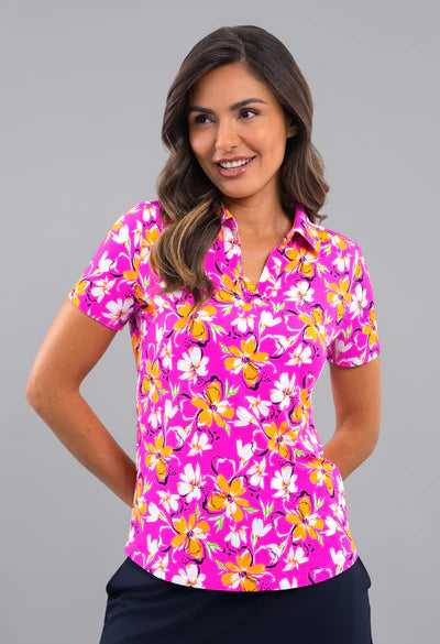 IBKUL Short Sleeve V-Neck Print Polos [SF26]
