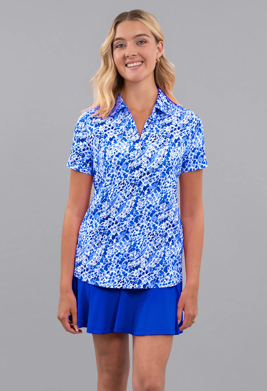 IBKUL Short Sleeve V-Neck Print Polos [SF26]