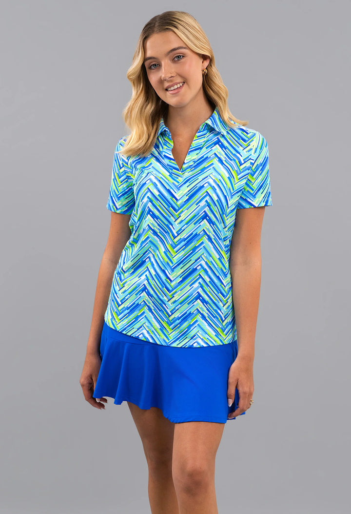 IBKUL Short Sleeve V-Neck Print Polos [SF26]