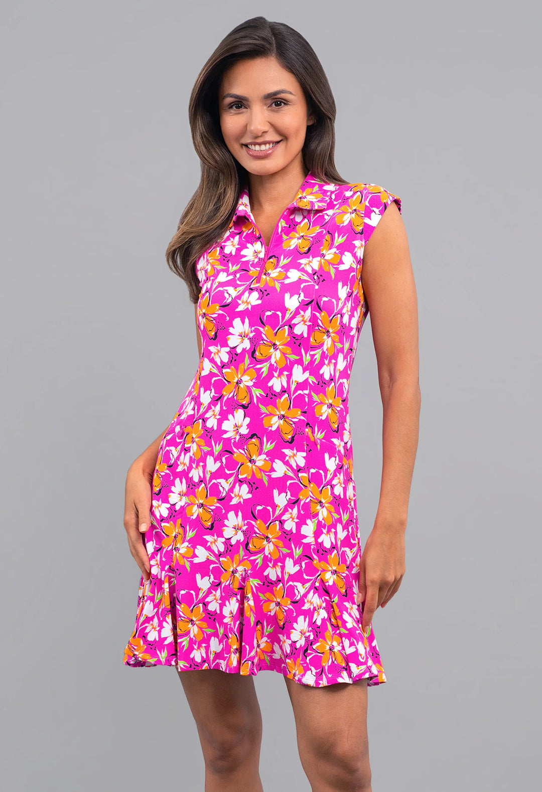 IBKUL Sleeveless Print Polo Dresses [SF26]