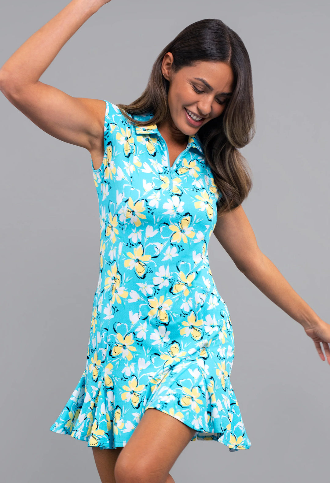 IBKUL Sleeveless Print Polo Dresses [SF26]
