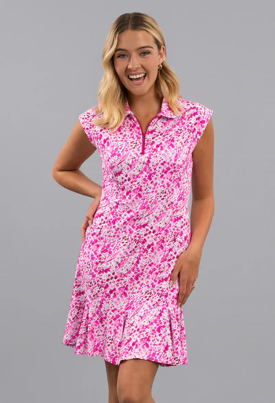 IBKUL Sleeveless Print Polo Dresses [SF26]