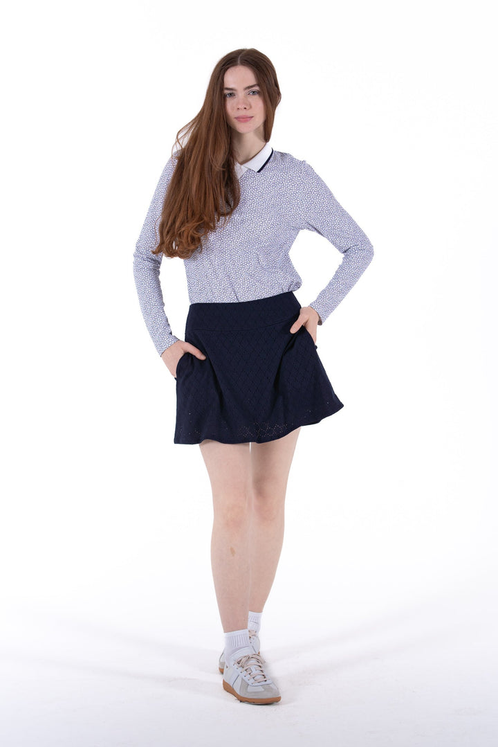 Foray Golf Navy Stretch Eyelet Skort
