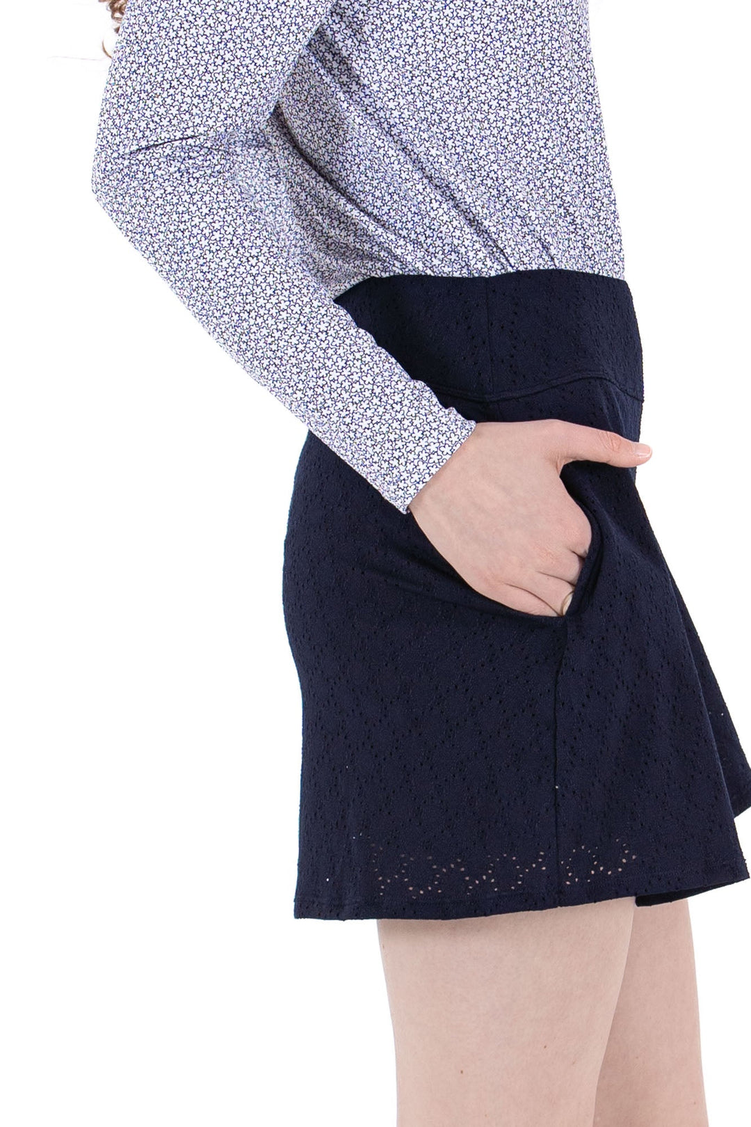 Foray Golf Navy Stretch Eyelet Skort