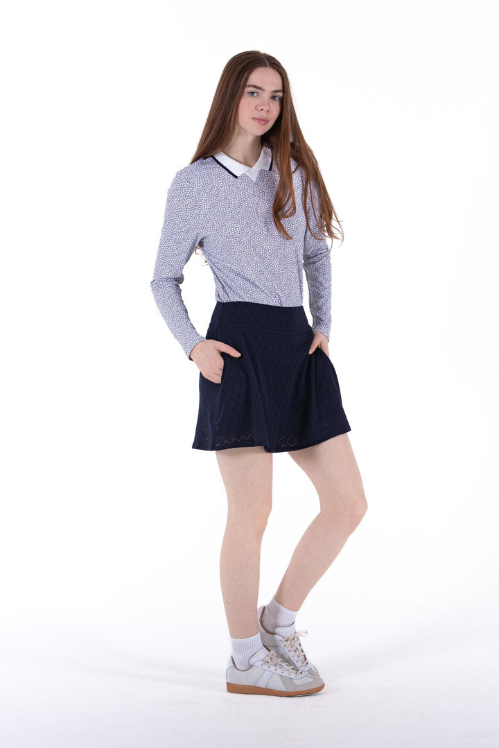 Foray Golf Navy Stretch Eyelet Skort
