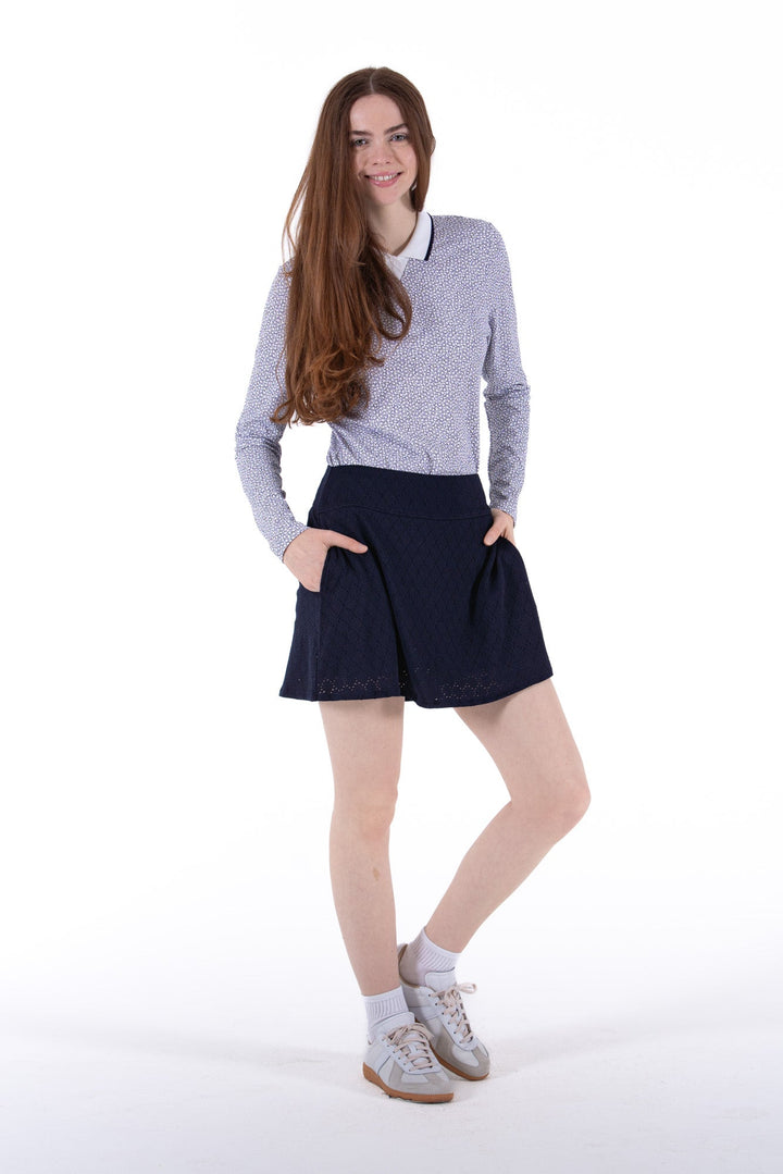 Foray Golf Navy Stretch Eyelet Skort