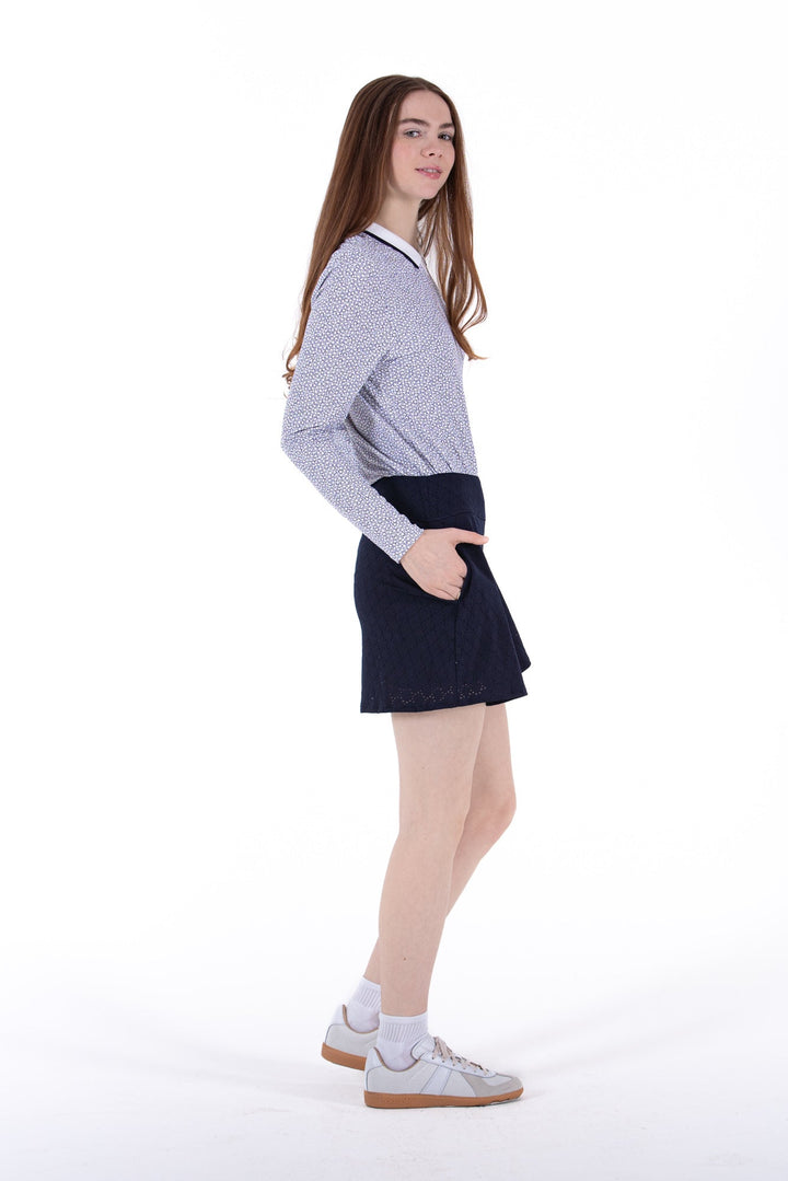 Foray Golf Navy Stretch Eyelet Skort