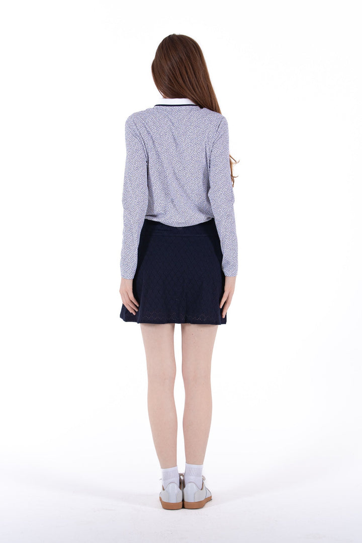 Foray Golf Navy Stretch Eyelet Skort