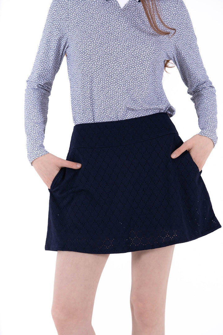 Foray Golf Navy Stretch Eyelet Skort