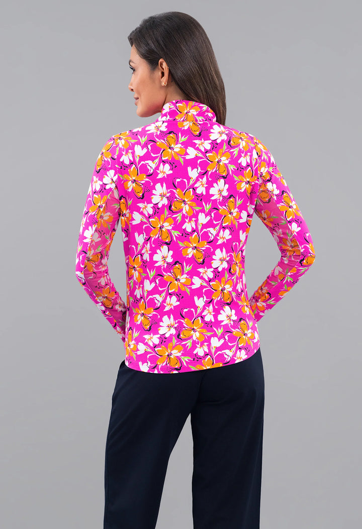 IBKUL Long Sleeve Quarter Zip Print Mocks [SF26]