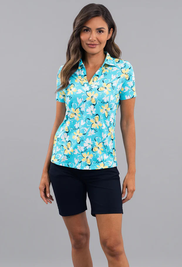 IBKUL Short Sleeve V-Neck Print Polos [SF26]