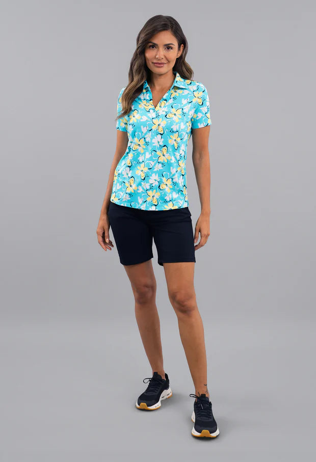 IBKUL Short Sleeve V-Neck Print Polos [SF26]