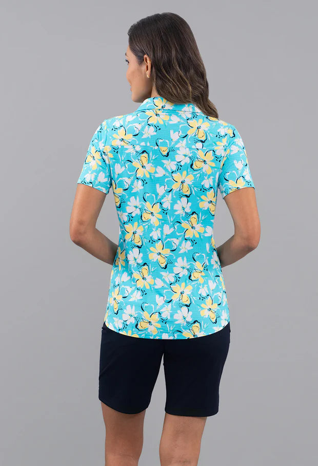 IBKUL Short Sleeve V-Neck Print Polos [SF26]
