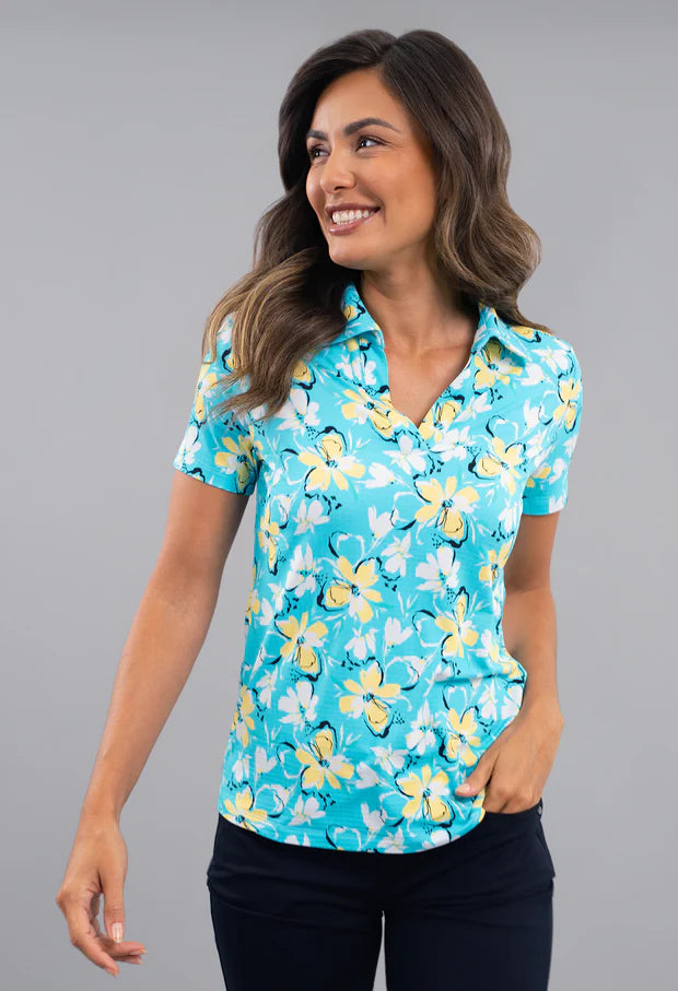 IBKUL Short Sleeve V-Neck Print Polos [SF26]