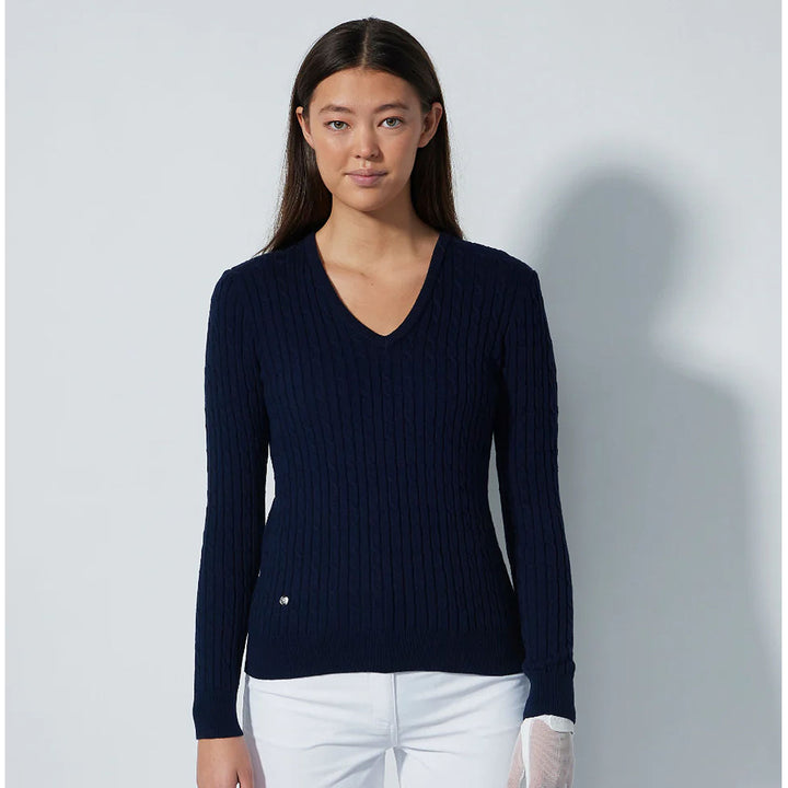 Daily Sports Madelene Cable Knit V-Neck Sweater [PS26]