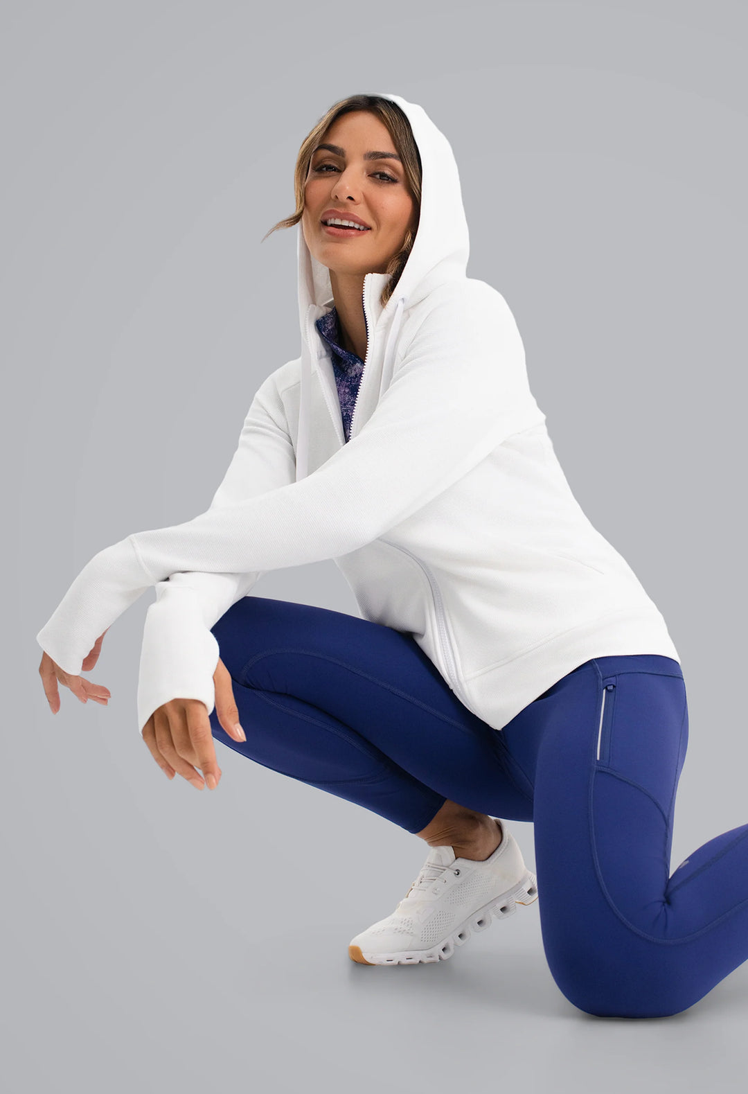 IBKUL Micro Waffle Knit Hood Jacket