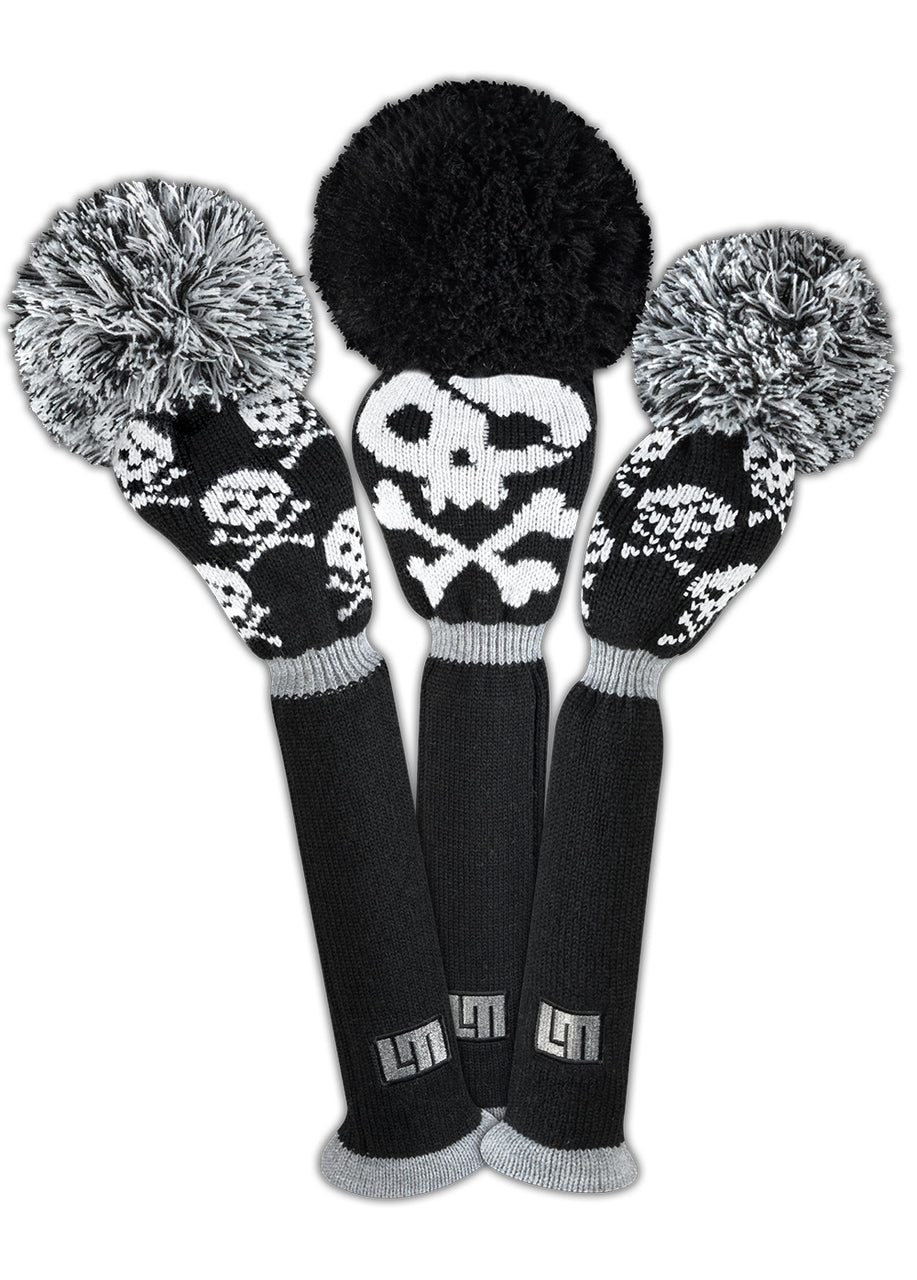 Just4Golf Shiver Me Timbers Skull Knit Headcovers With Pom