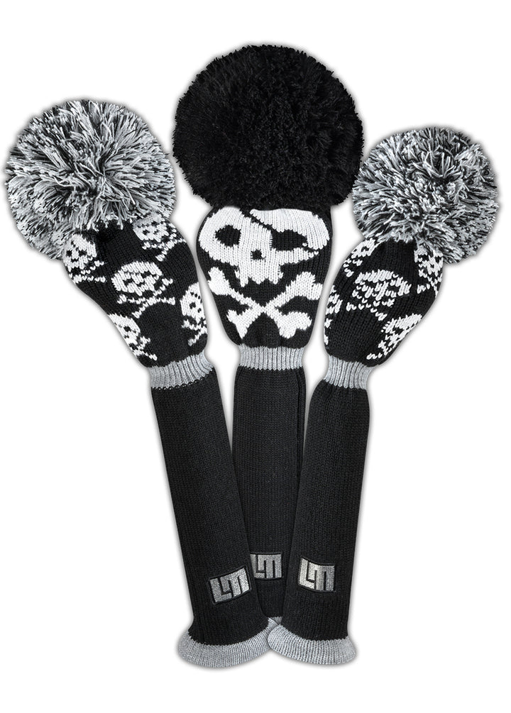 Just4Golf Shiver Me Timbers Skull Knit Headcovers With Pom