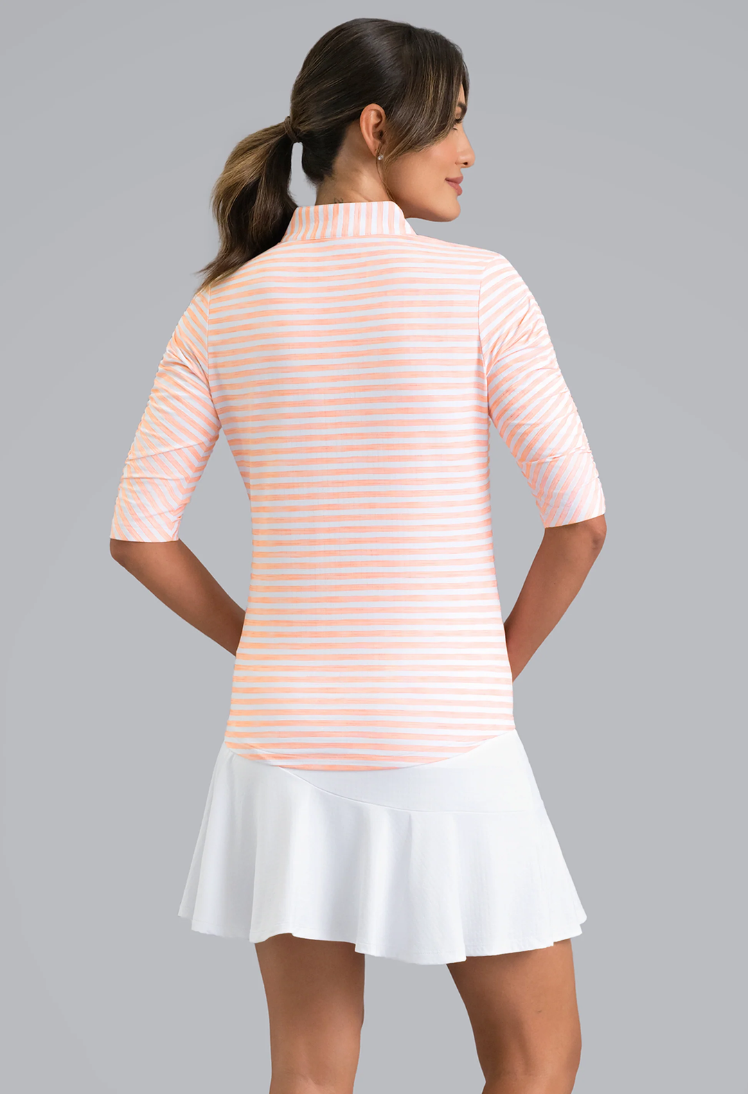 IBKUL Landon Stripe II Long Sleeve Quarter Zip Mock