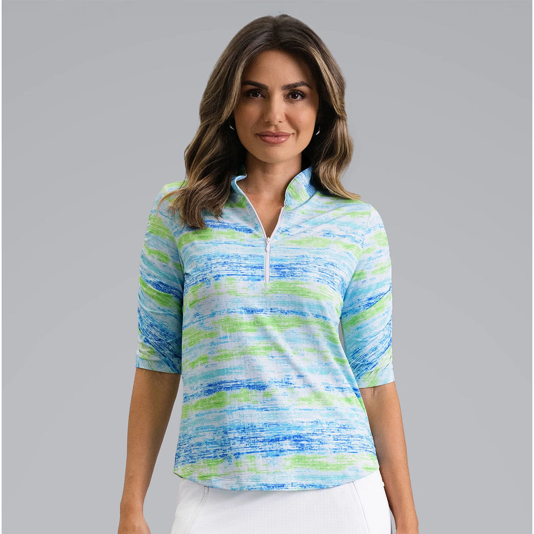 IBKUL Gia Ruched Elbow Sleeve Mock