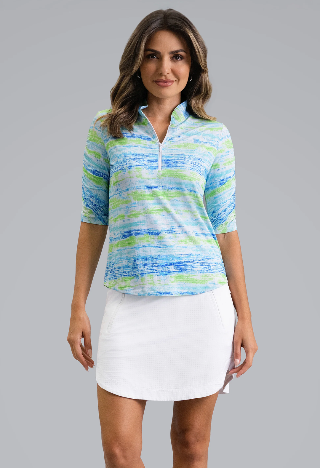 IBKUL Gia Ruched Elbow Sleeve Mock