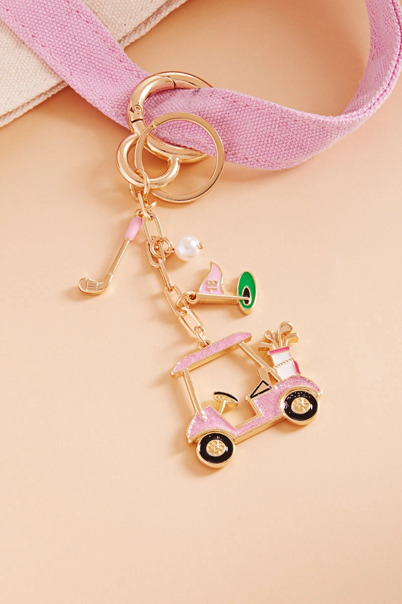 Golf Cart Shaped Bag Charm &amp; Keychain