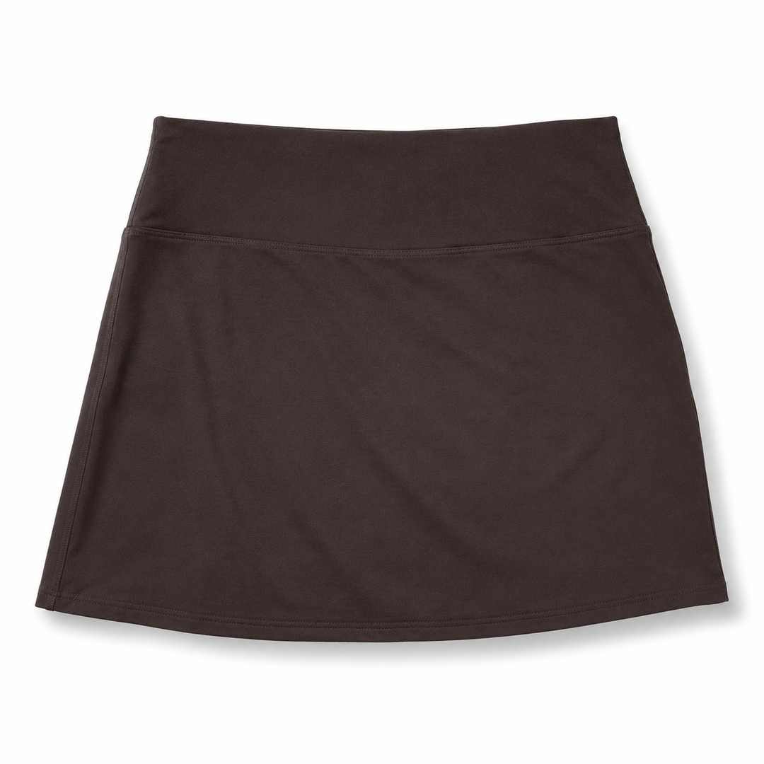 Chocolate Brown IBKUL Solid A-Line Skort