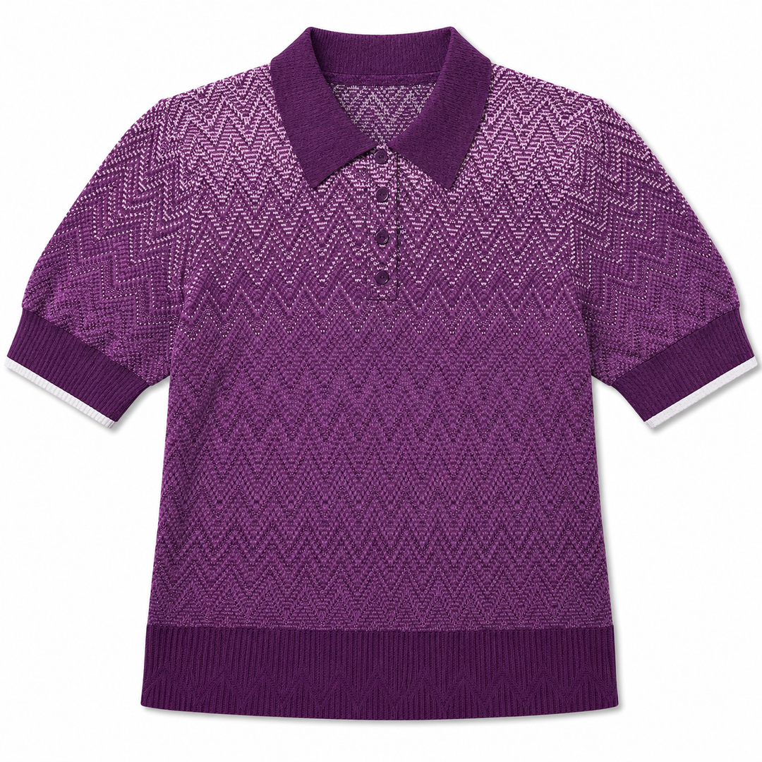 Callaway Chevron Gradient Knit Half Short Sleeve Sweater Polo