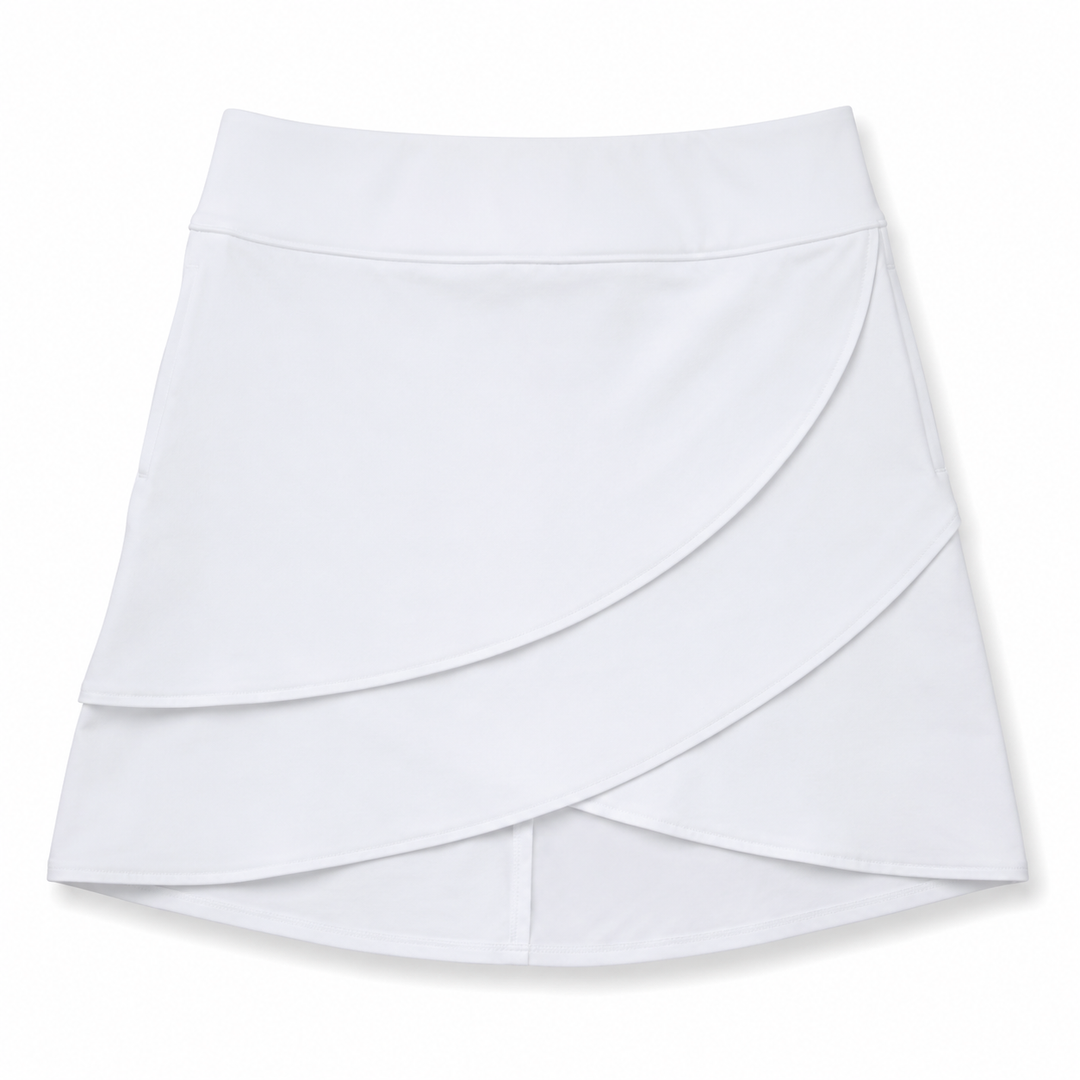White IBKUL Solid 17" Layered Skort