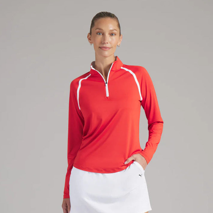 PUMA X Volition Candy Apple Red UV Golf 1/4 Zip