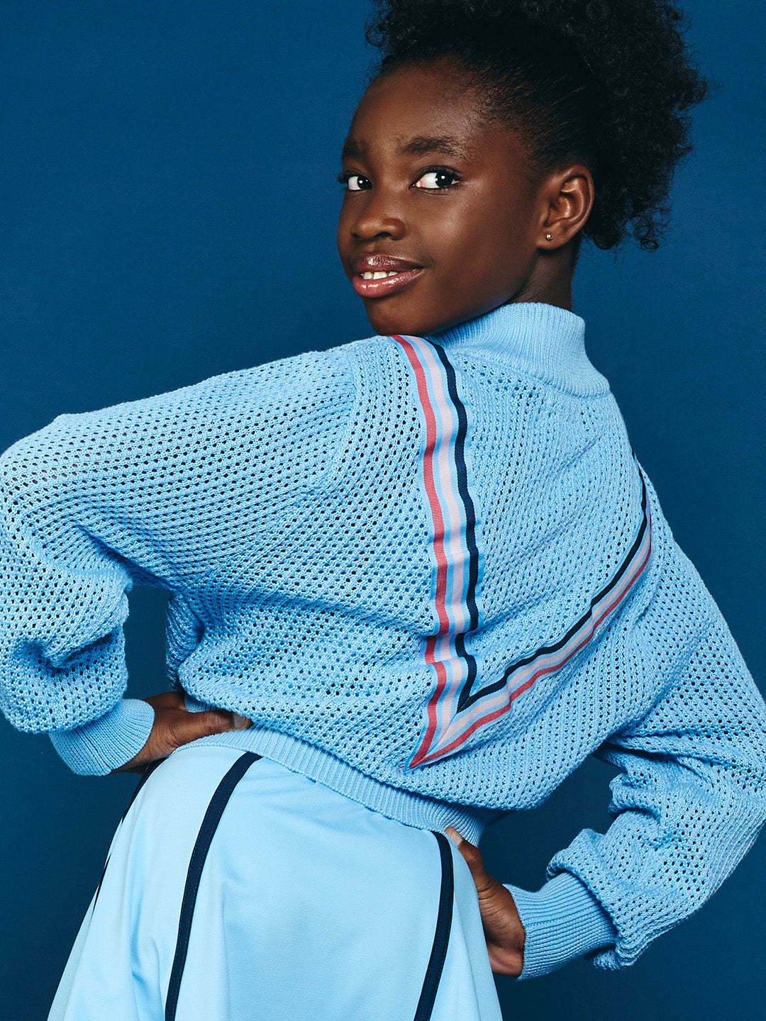 GARB Girls Serena Mesh Stitch Quarter Zip Sweater