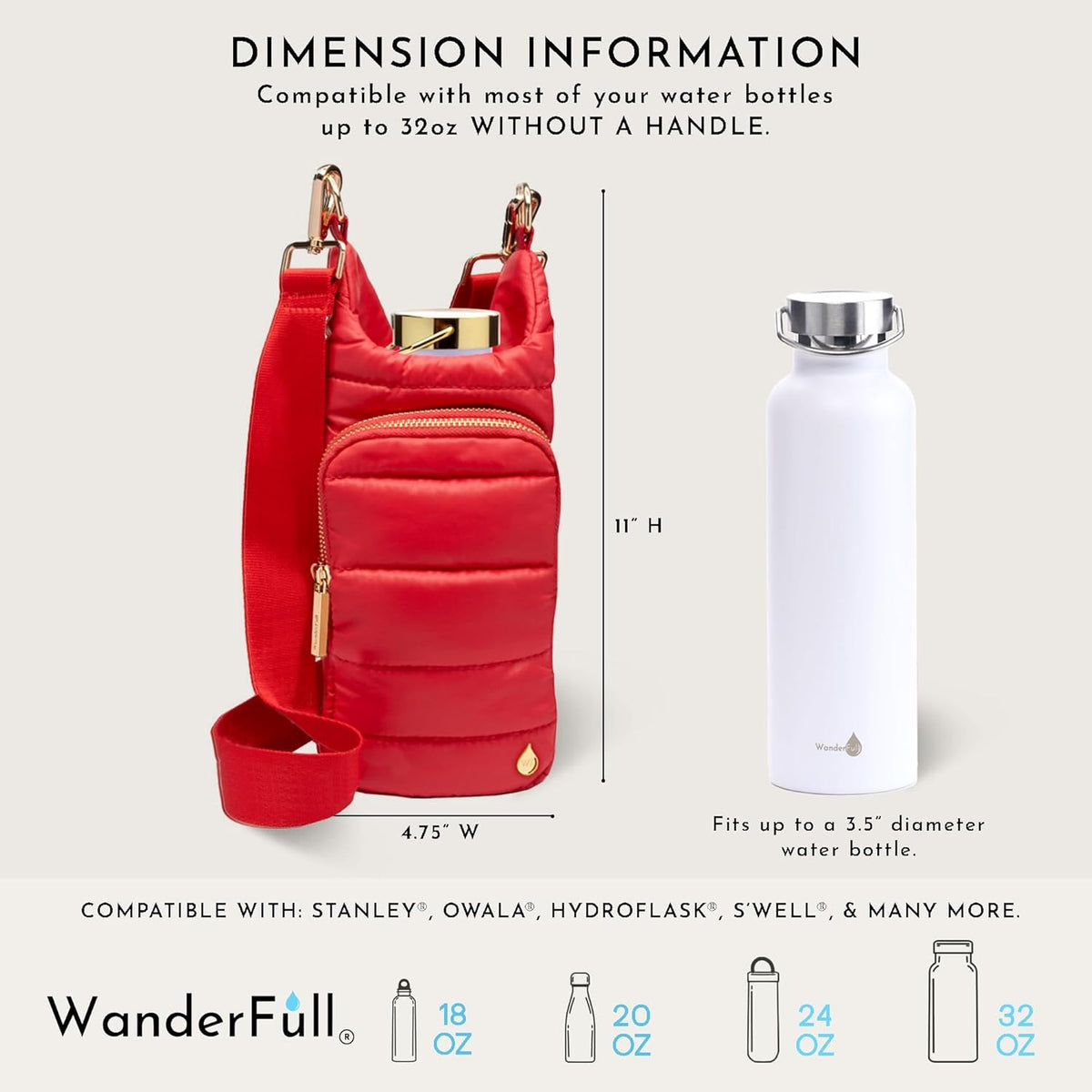 WanderFull Classic Matte Poppy Red HydroBag® Solid Strap
