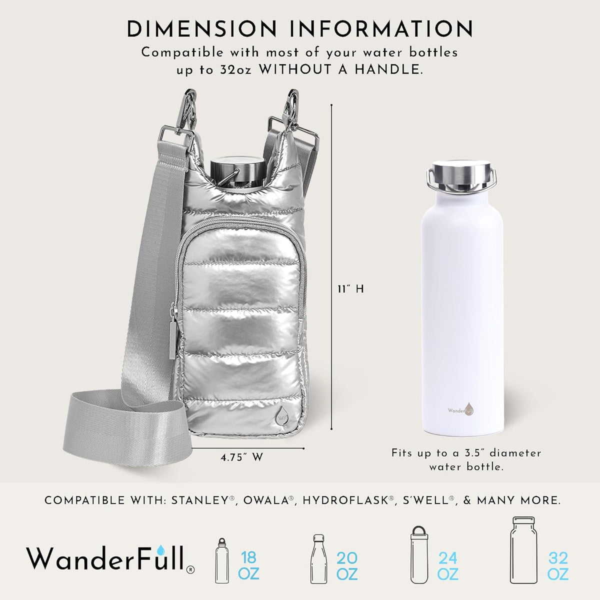 WanderFill Shiny Silver/Stripe HydroBag®